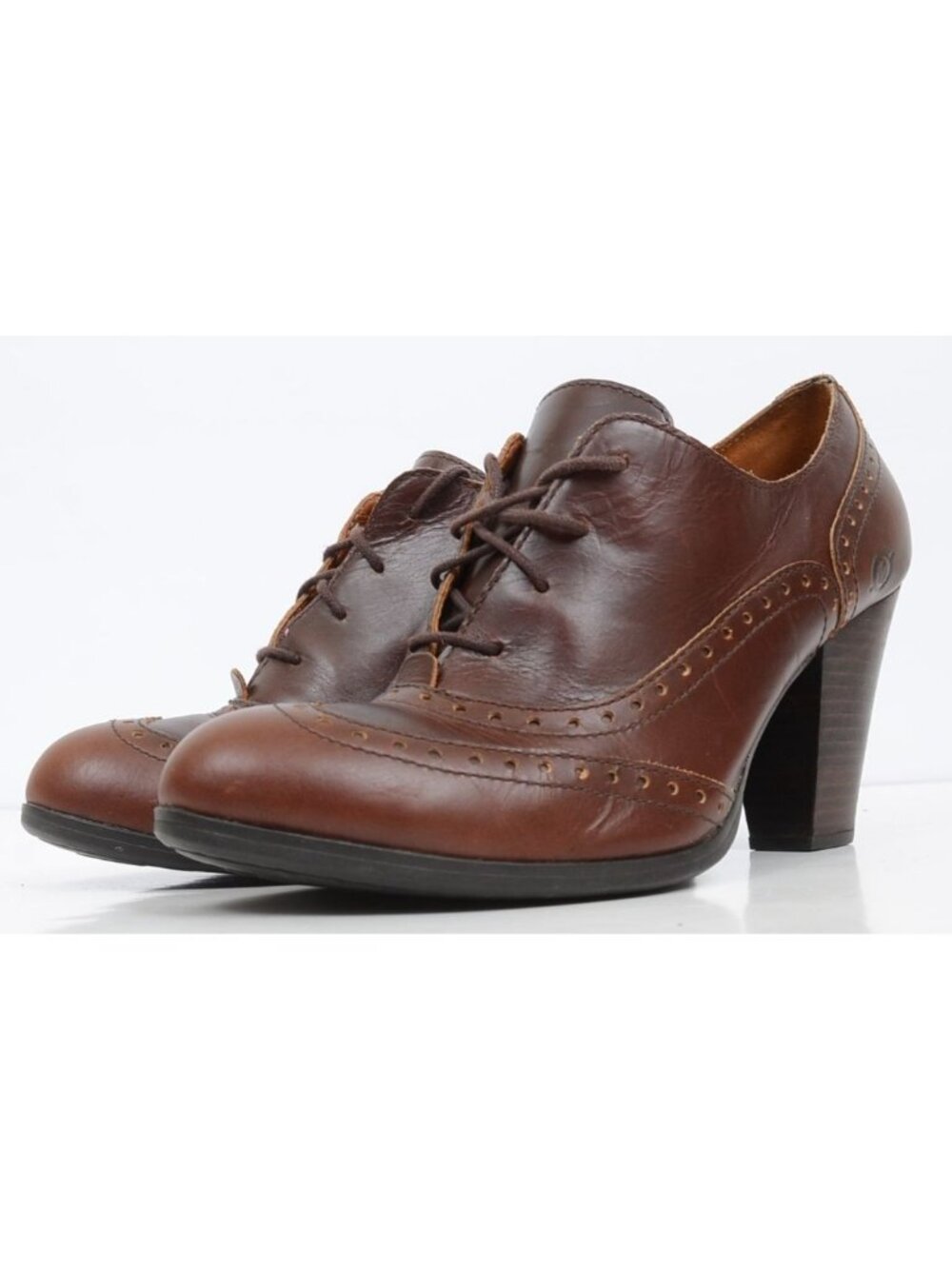 Born Concept Women's 8B Brogue Preppy Brown Leather Heels Shoes Academia